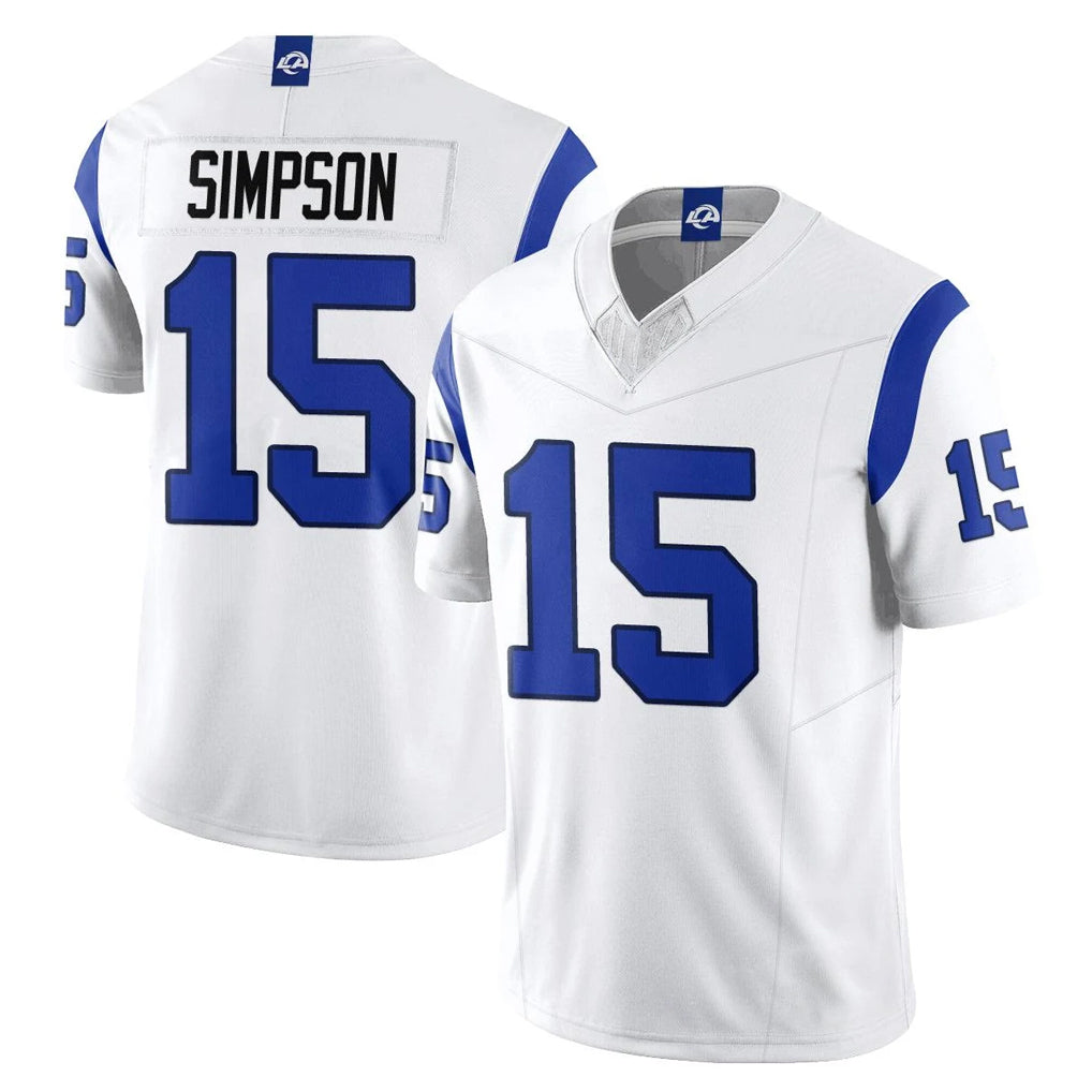 Vanessashop LA.Rams #15 Ty Simpson Player Fearsome White Limited Vapor F.U.S.E. Home Game Stitched Jerseys