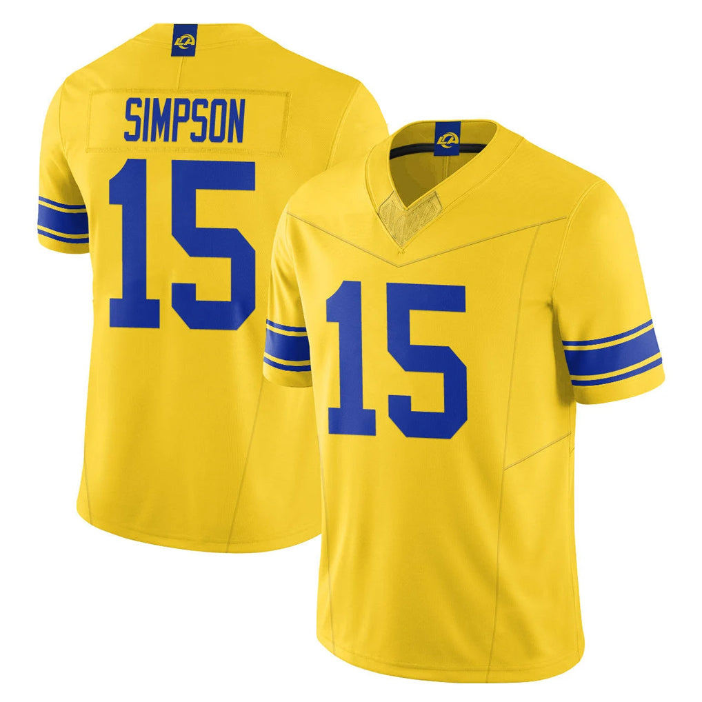 Vanessashop LA.Rams #15 Ty Simpson Player Gold Classic Sol Vapor Limited F.U.S.E. Home Game Stitched Jerseys