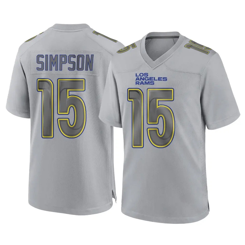 Vanessashop LA.Rams #15 Ty Simpson Player Gray Atmosphere Fashion Home Game Stitched Jerseys