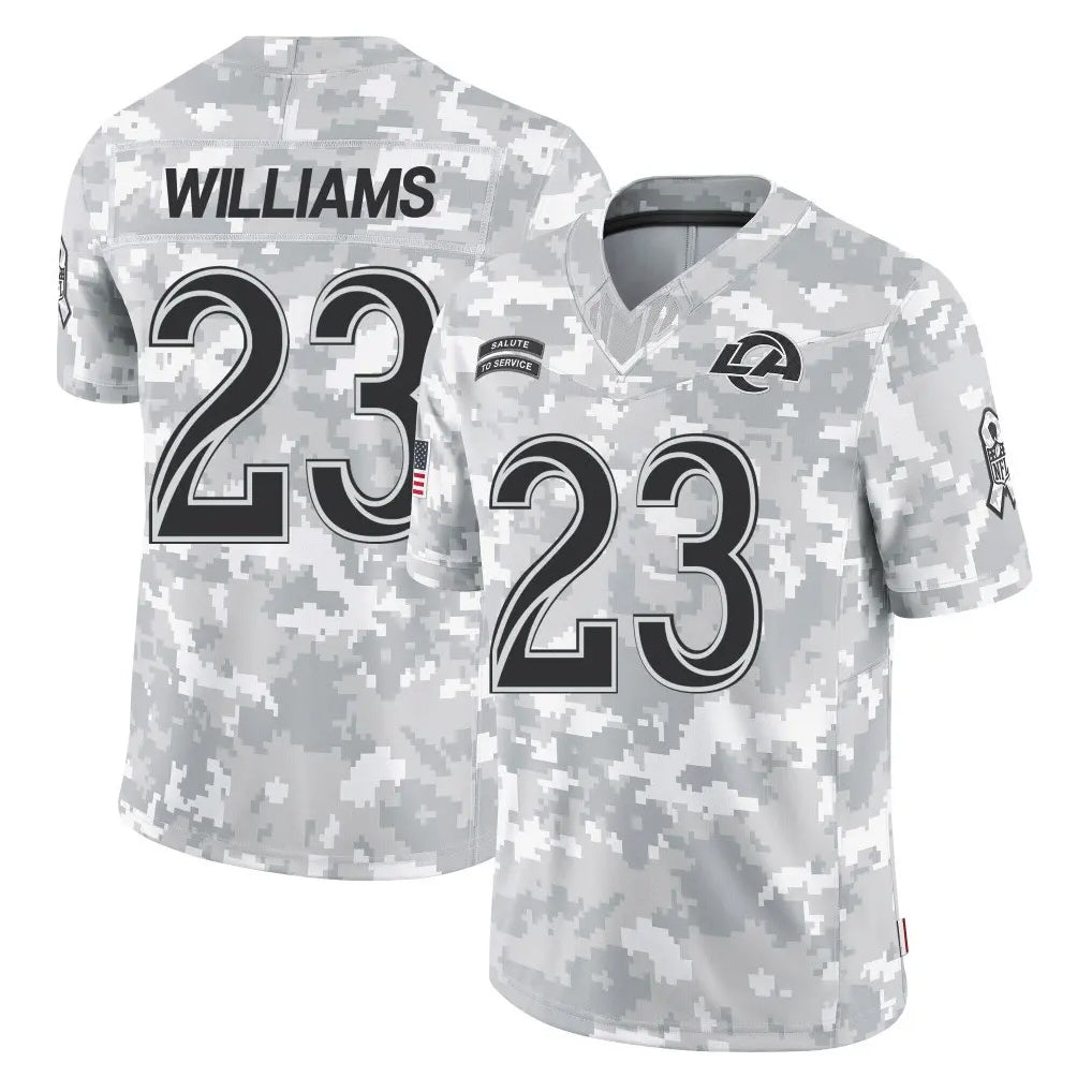 Vanessashop LA.Rams #23 Kyren Williams Player Arctic Camo Salute To Service Limited Game Stitched Jerseys