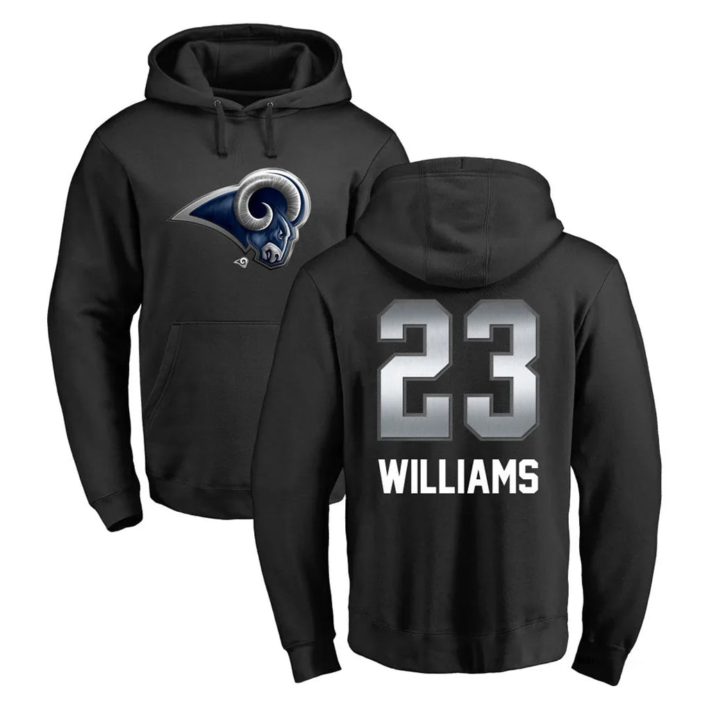 Vanessashop LA.Rams #23 Kyren Williams Player Black Pullover Hoodie Limited Game Stitched Jerseys