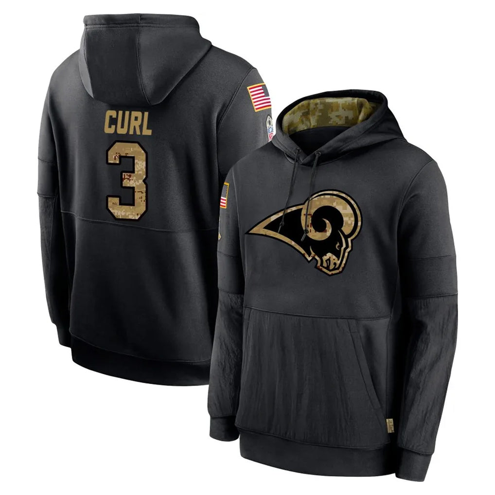 Vanessashop LA.Rams #3 Kam Curl Player Black Salute to Service Hoodies Limited Game Stitched Jerseys