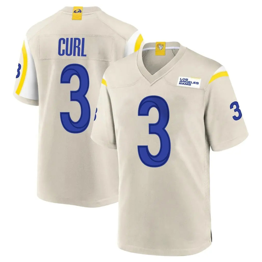 Vanessashop LA.Rams #3 Kam Curl Player Bone Home Game Stitched Jerseys