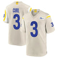 Vanessashop LA.Rams #3 Kam Curl Player Bone Home Game Stitched Jerseys