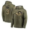 Vanessashop LA.Rams #3 Kam Curl Player Olive Salute to Service Pullover Hoodies Home Game Stitched Jerseys