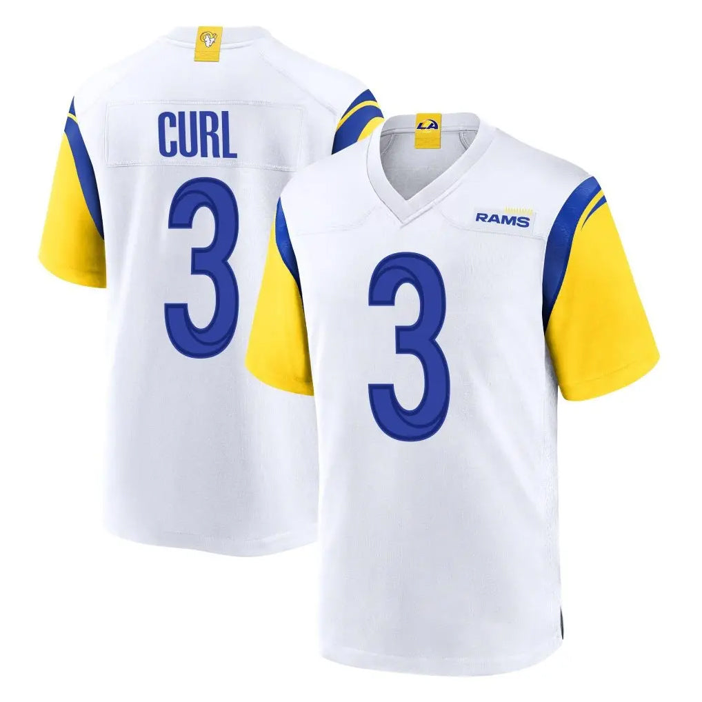 Vanessashop LA.Rams #3 Kam Curl Player White Home Game Stitched Jerseys