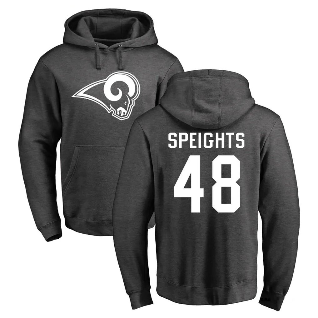 Vanessashop LA.Rams #48 Omar Speights Player Gray Pullover Hoodie Limited Game Stitched Jerseys