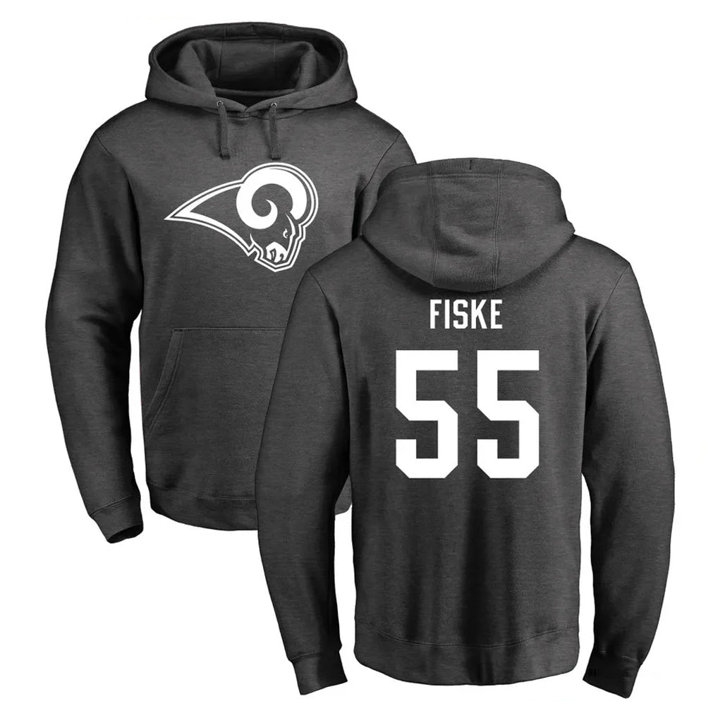 Vanessashop LA.Rams #55 Braden Fiske Player Gray Pullover Hoodie Limited Game Stitched Jerseys