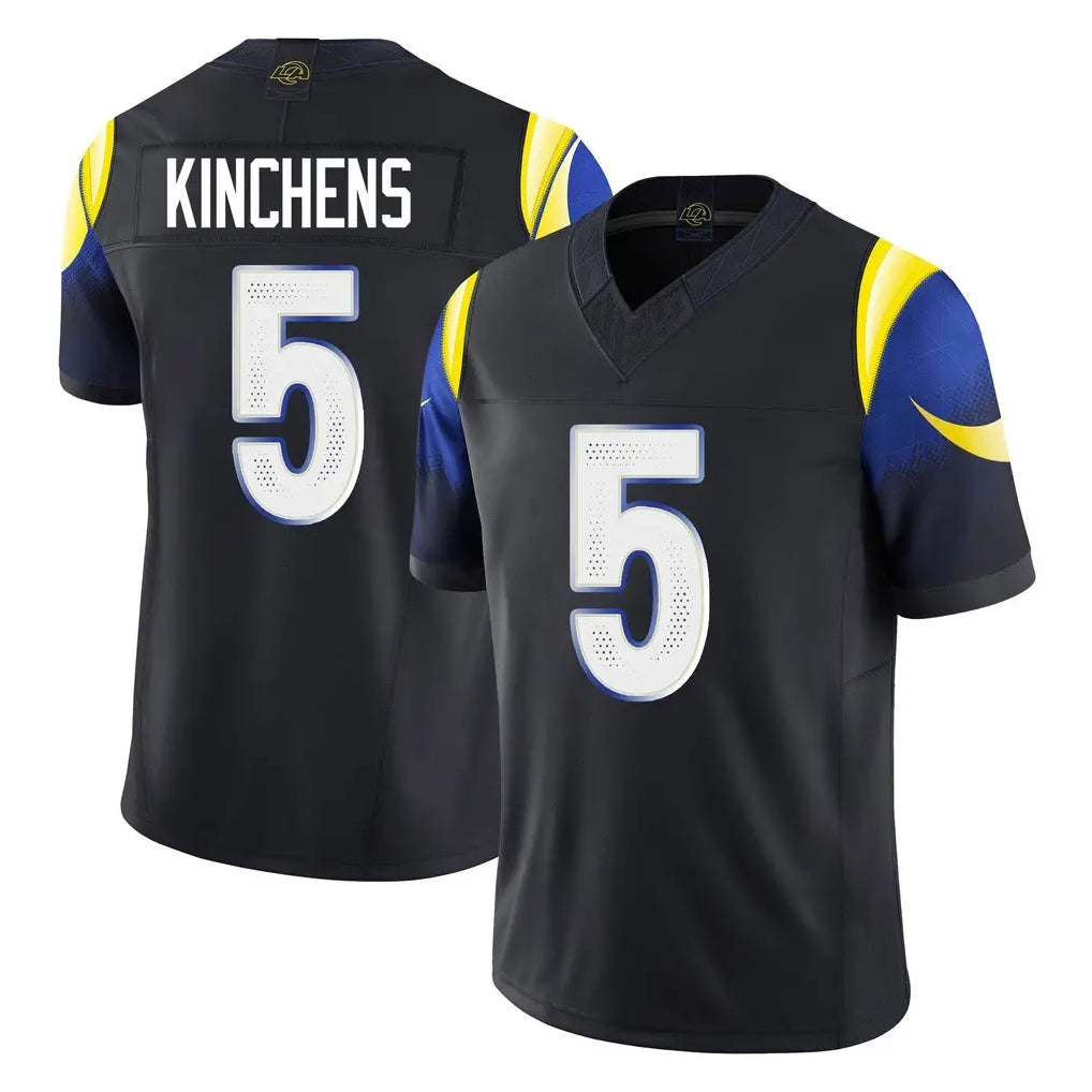 Vanessashop LA.Rams #5 Kamren Kinchens Player Black Midnight Rivalries Collection Limited Home Game Stitched Jerseys