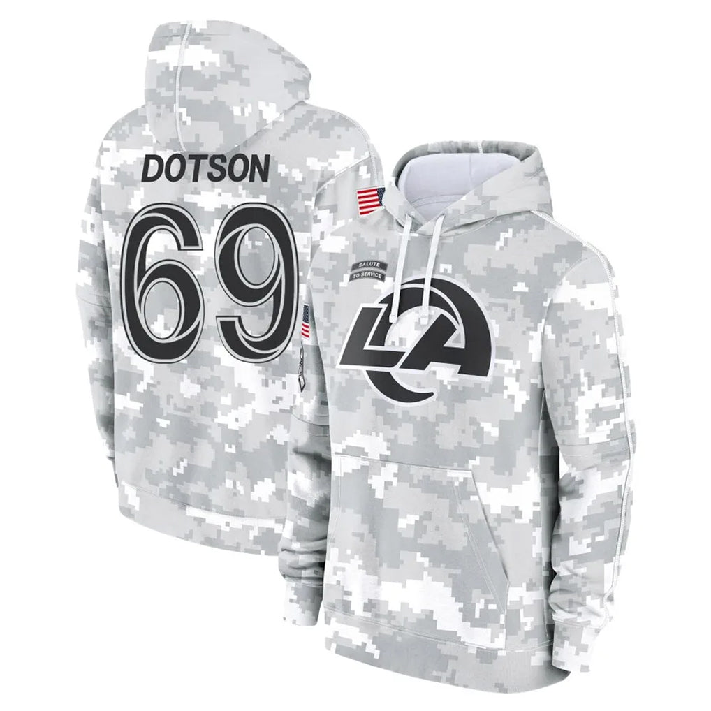 Vanessashop LA.Rams #69 Kevin Dotson Player Arctic Camo Salute to Service Hoodies Limited Game Stitched Jerseys