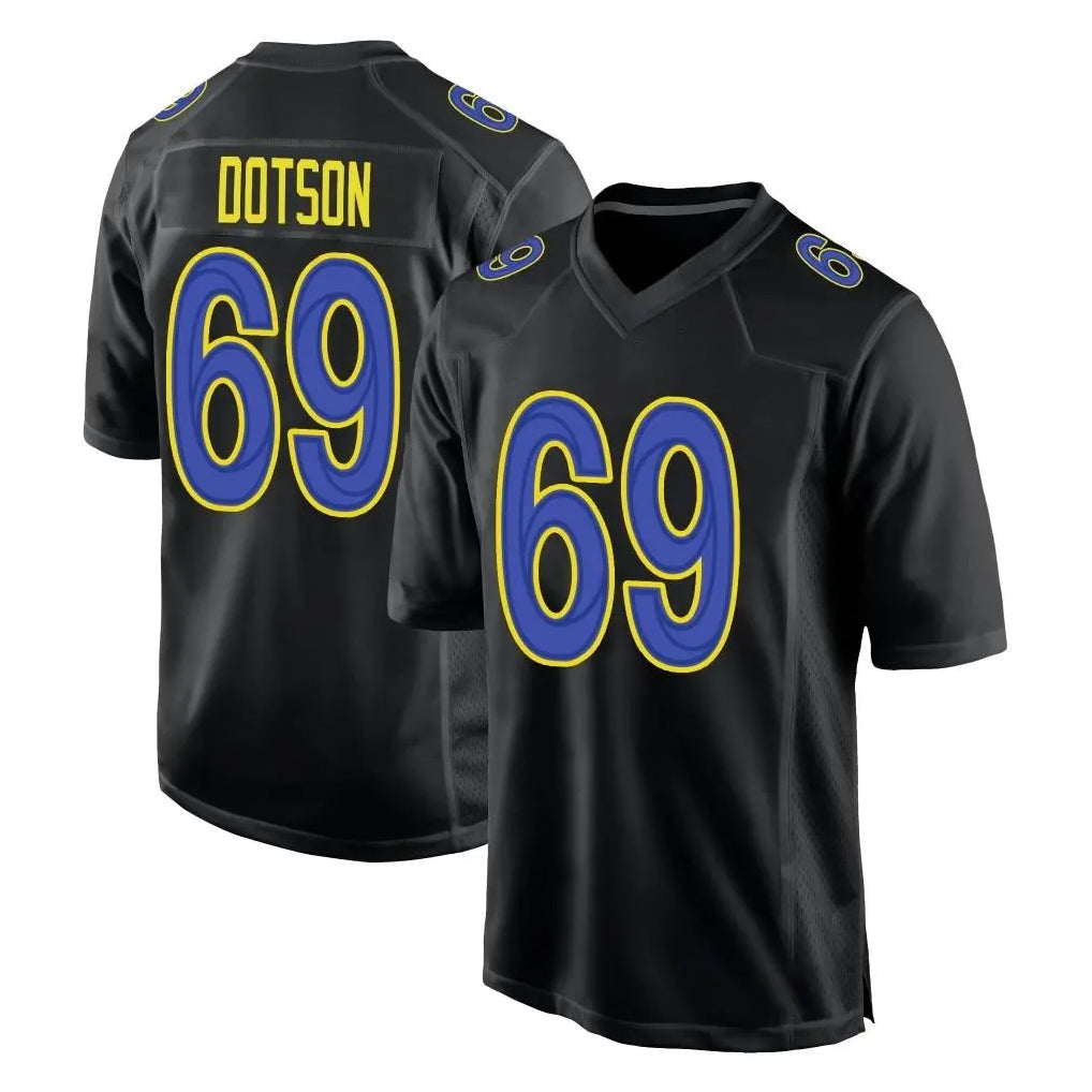 Vanessashop LA.Rams #69 Kevin Dotson Player Black Fashion Limited Home Game Stitched Jerseys