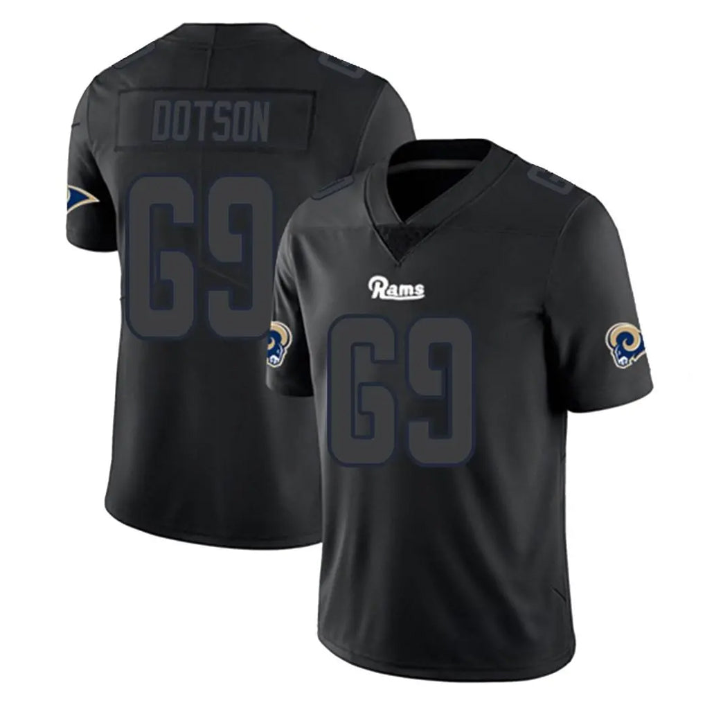 Vanessashop LA.Rams #69 Kevin Dotson Player Black Impact Limited Home Game Stitched Jerseys