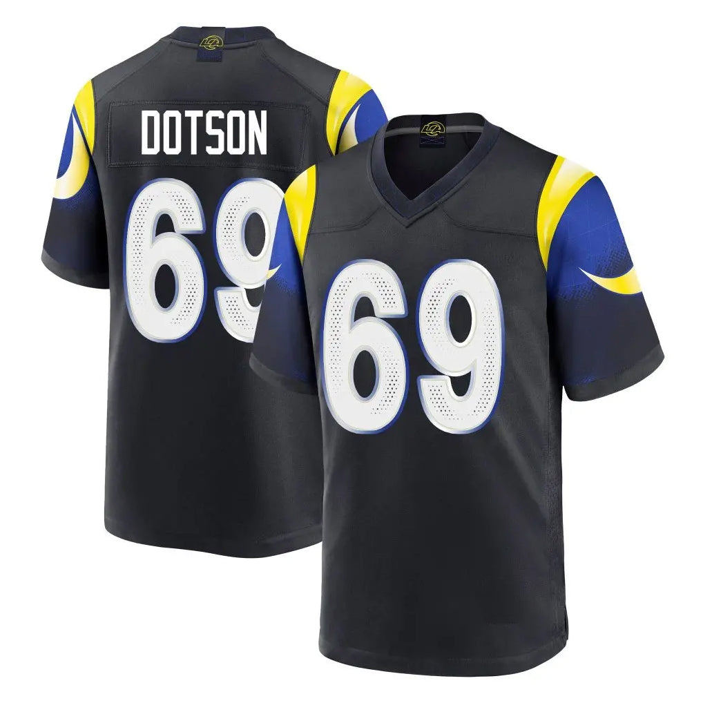 Vanessashop LA.Rams #69 Kevin Dotson Player Black Midnight Rivalries Collection Home Game Stitched Jerseys