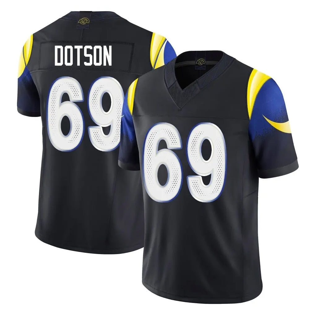 Vanessashop LA.Rams #69 Kevin Dotson Player Black Midnight Rivalries Collection Limited Home Game Stitched Jerseys
