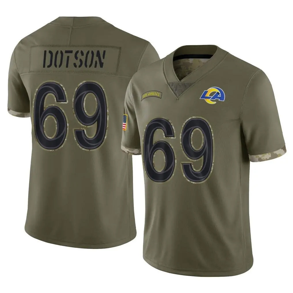 Vanessashop LA.Rams #69 Kevin Dotson Player Olive Salute To Service Limited Stitched Jerseys