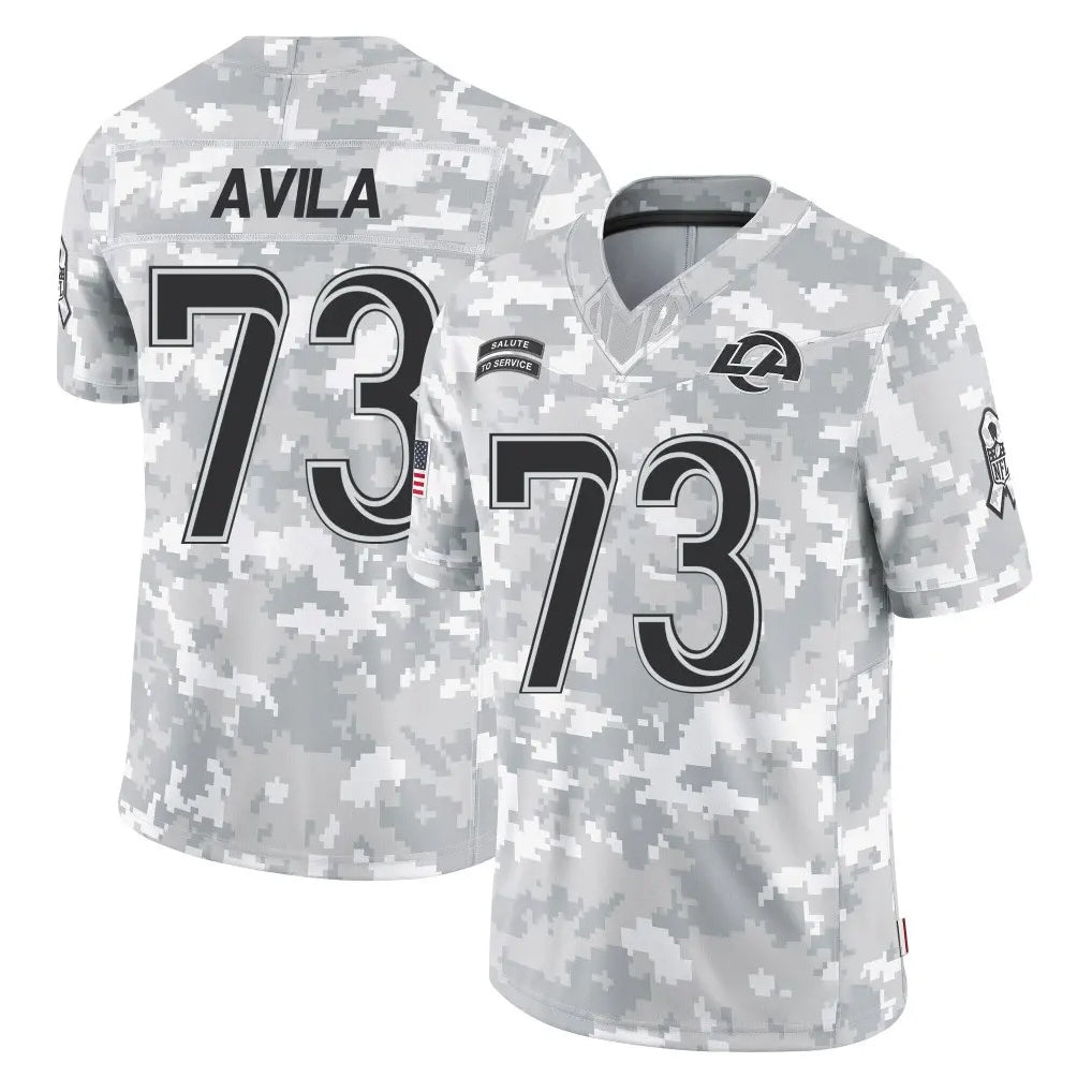 Vanessashop LA.Rams #73 Steve Avila Player Arctic Camo Salute to Service Hoodies Limited Game Stitched Jerseys
