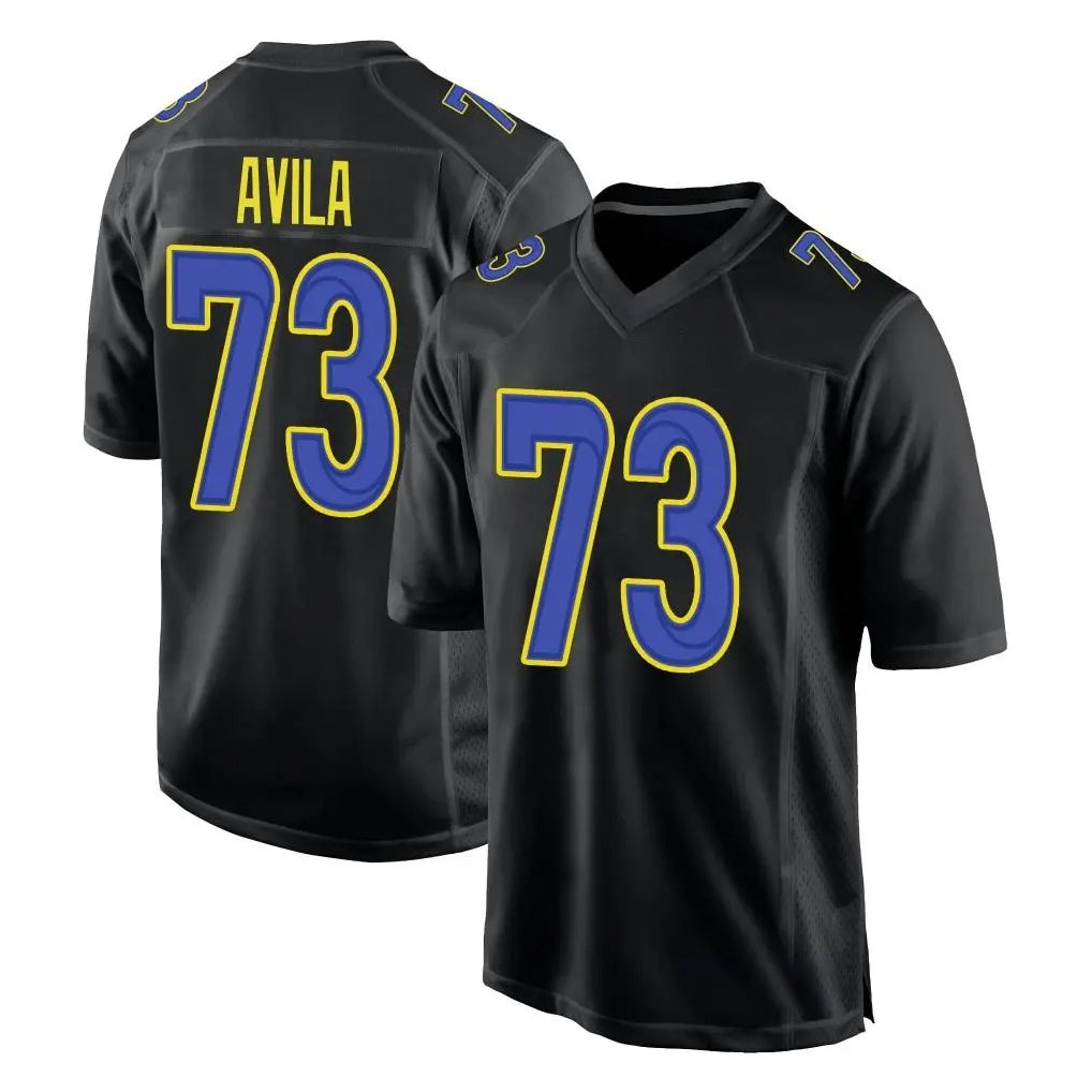 Vanessashop LA.Rams #73 Steve Avila Player Black Fashion Limited Home Game Stitched Jerseys