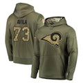 Vanessashop LA.Rams #73 Steve Avila Player Olive Salute to Service Pullover Hoodies Home Game Stitched Jerseys
