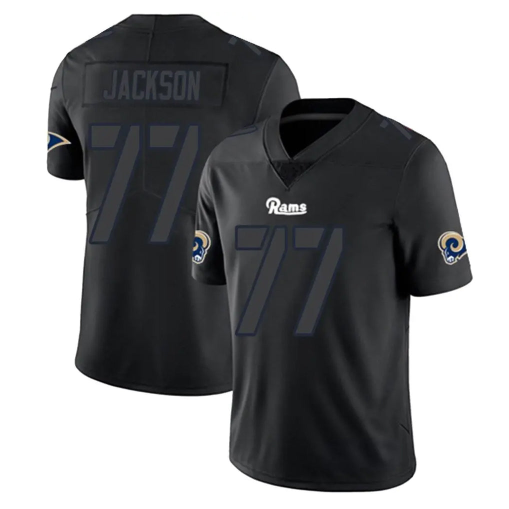 Vanessashop LA.Rams #77 Alaric Jackson Player Black Impact Limited Home Game Stitched Jerseys