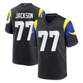 Vanessashop LA.Rams #77 Alaric Jackson Player Black Midnight Rivalries Collection Home Game Stitched Jerseys