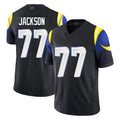 Vanessashop LA.Rams #77 Alaric Jackson Player Black Midnight Rivalries Collection Limited Home Game Stitched Jerseys