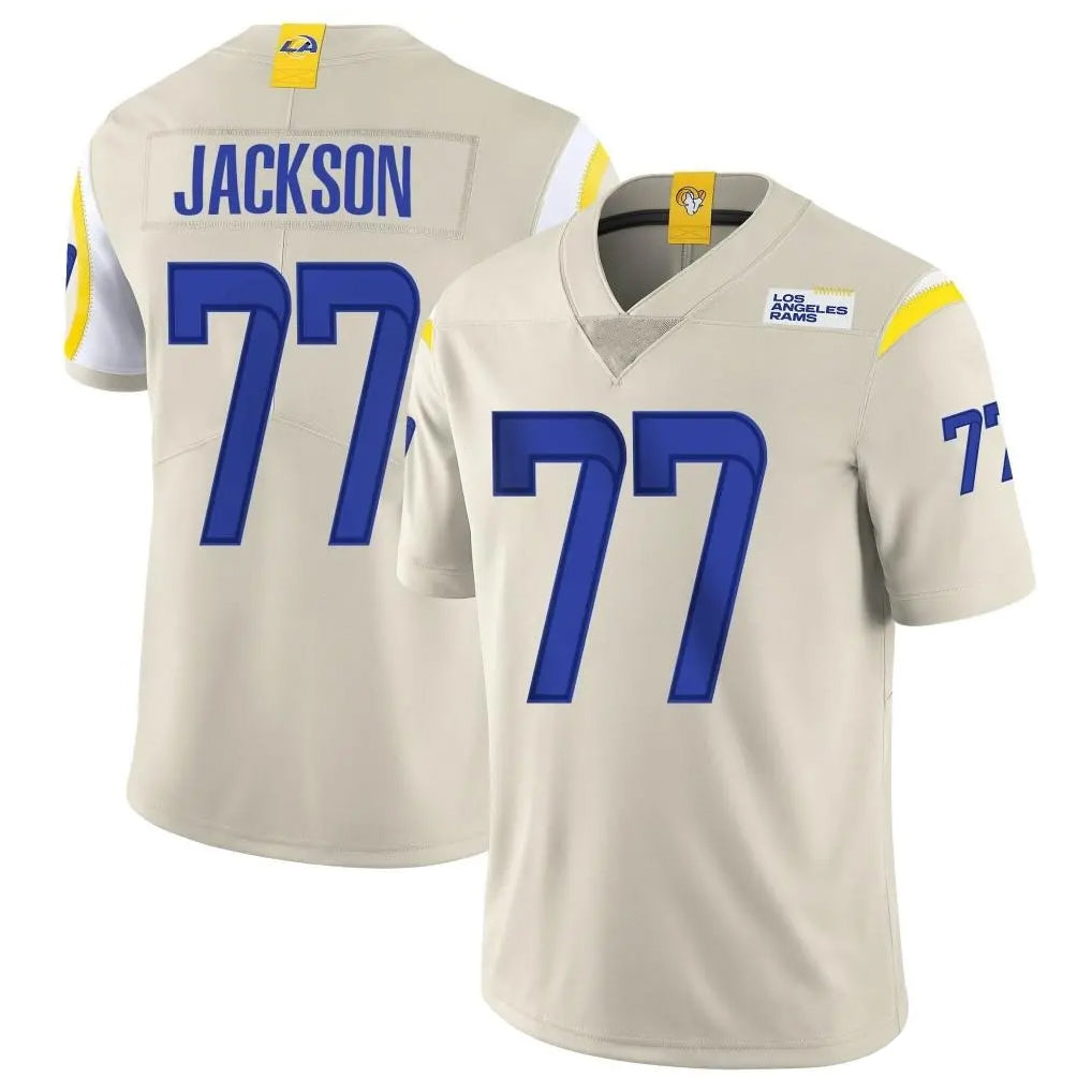 Vanessashop LA.Rams #77 Alaric Jackson Player Bone Limited Vapor Home Game Stitched Jerseys