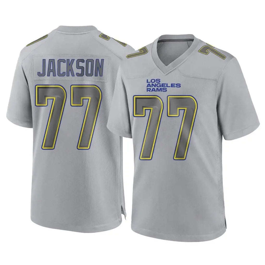 Vanessashop LA.Rams #77 Alaric Jackson Player Gray Atmosphere Fashion Home Game Stitched Jerseys