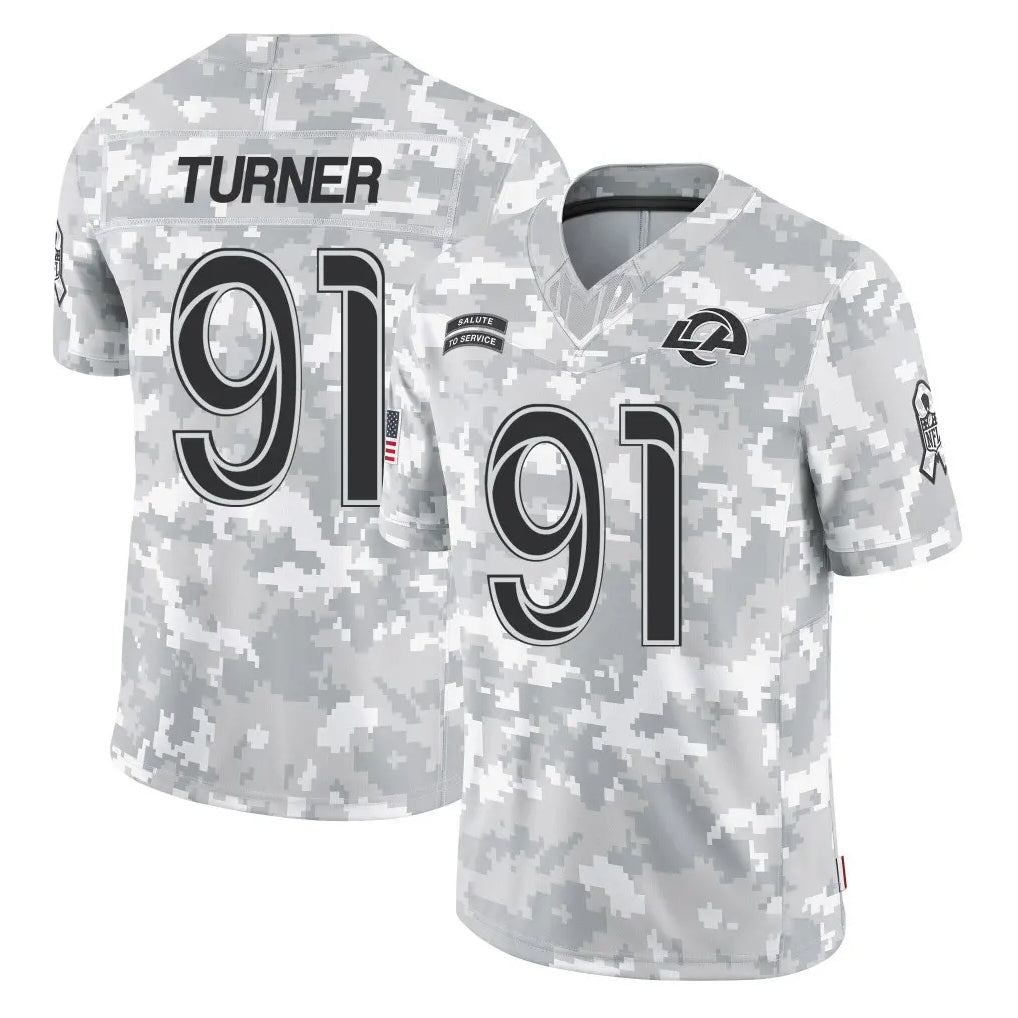 Vanessashop LA.Rams #91 Kobie Turner Player Arctic Camo Salute To Service Limited Game Stitched Jerseys