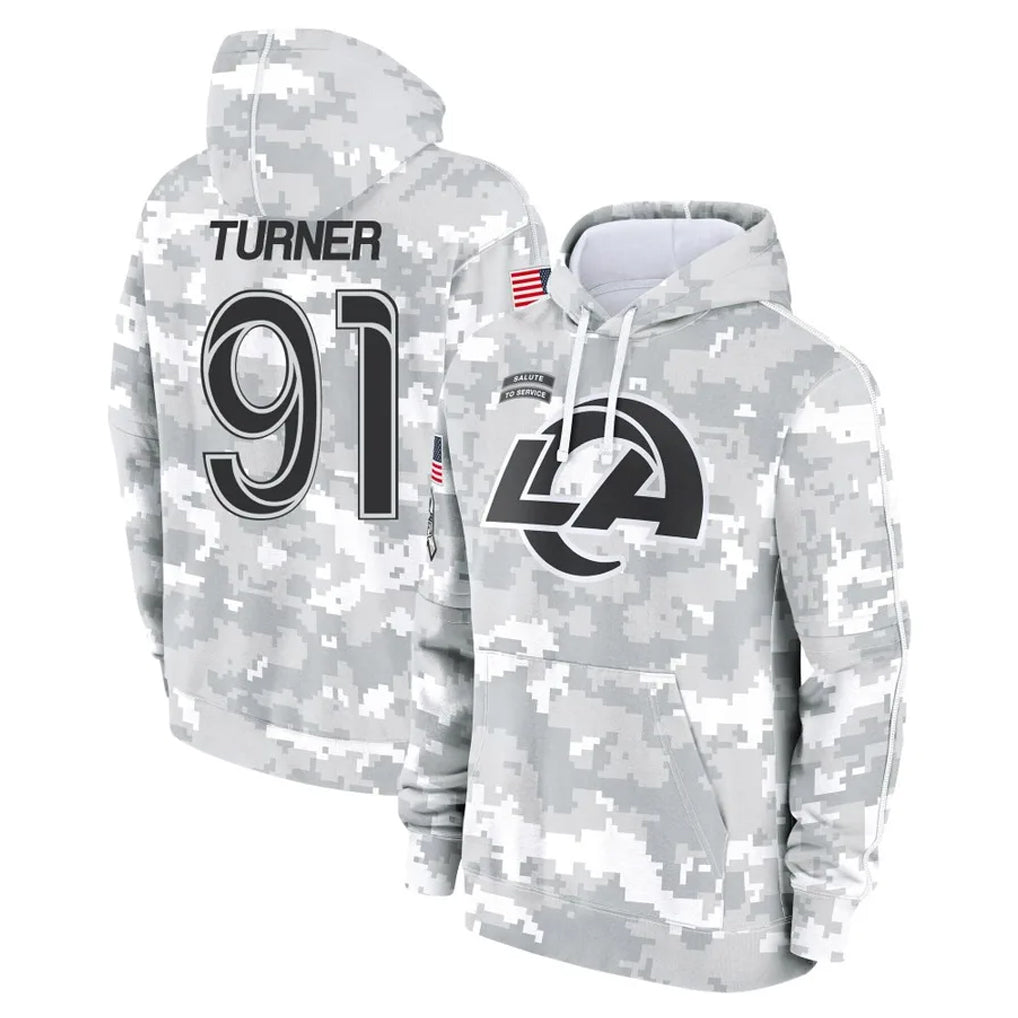 Vanessashop LA.Rams #91 Kobie Turner Player Arctic Camo Salute to Service Hoodies Limited Game Stitched Jerseys