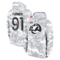 Vanessashop LA.Rams #91 Kobie Turner Player Arctic Camo Salute to Service Hoodies Limited Game Stitched Jerseys
