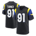 Vanessashop LA.Rams #91 Kobie Turner Player Black Midnight Rivalries Collection Home Game Stitched Jerseys