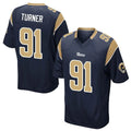 Vanessashop LA.Rams #91 Kobie Turner Player Navy Home Game Stitched Jerseys