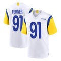 Vanessashop LA.Rams #91 Kobie Turner Player White Home Game Stitched Jerseys