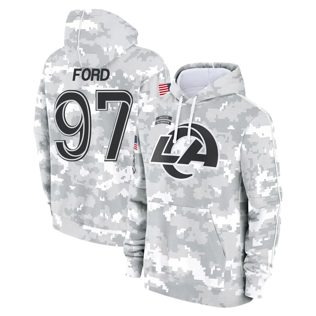 Vanessashop LA.Rams #97 Poona Ford Player Arctic Camo Salute to Service Hoodies Limited Game Stitched Jerseys