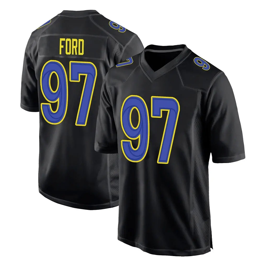 Vanessashop LA.Rams #97 Poona Ford Player Black Fashion Limited Home Game Stitched Jerseys