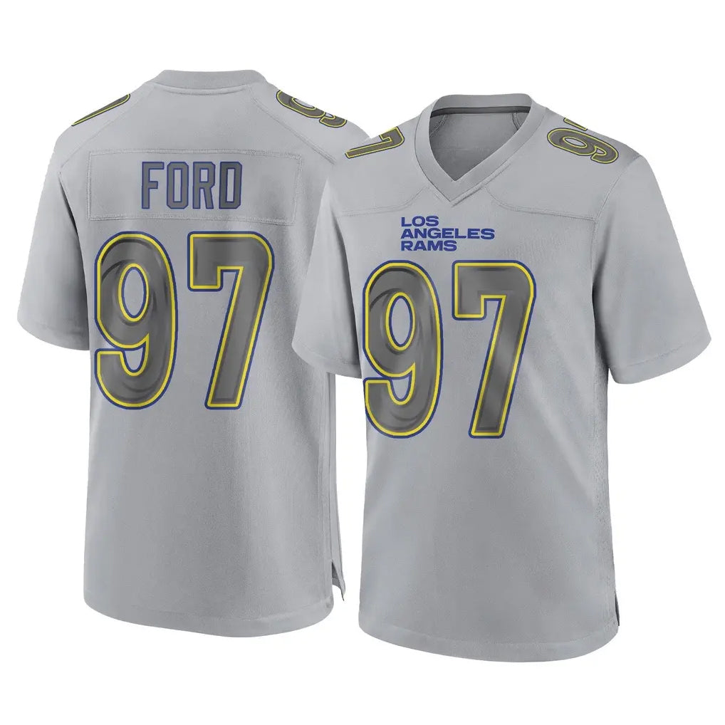 Vanessashop LA.Rams #97 Poona Ford Player Gray Atmosphere Fashion Home Game Stitched Jerseys