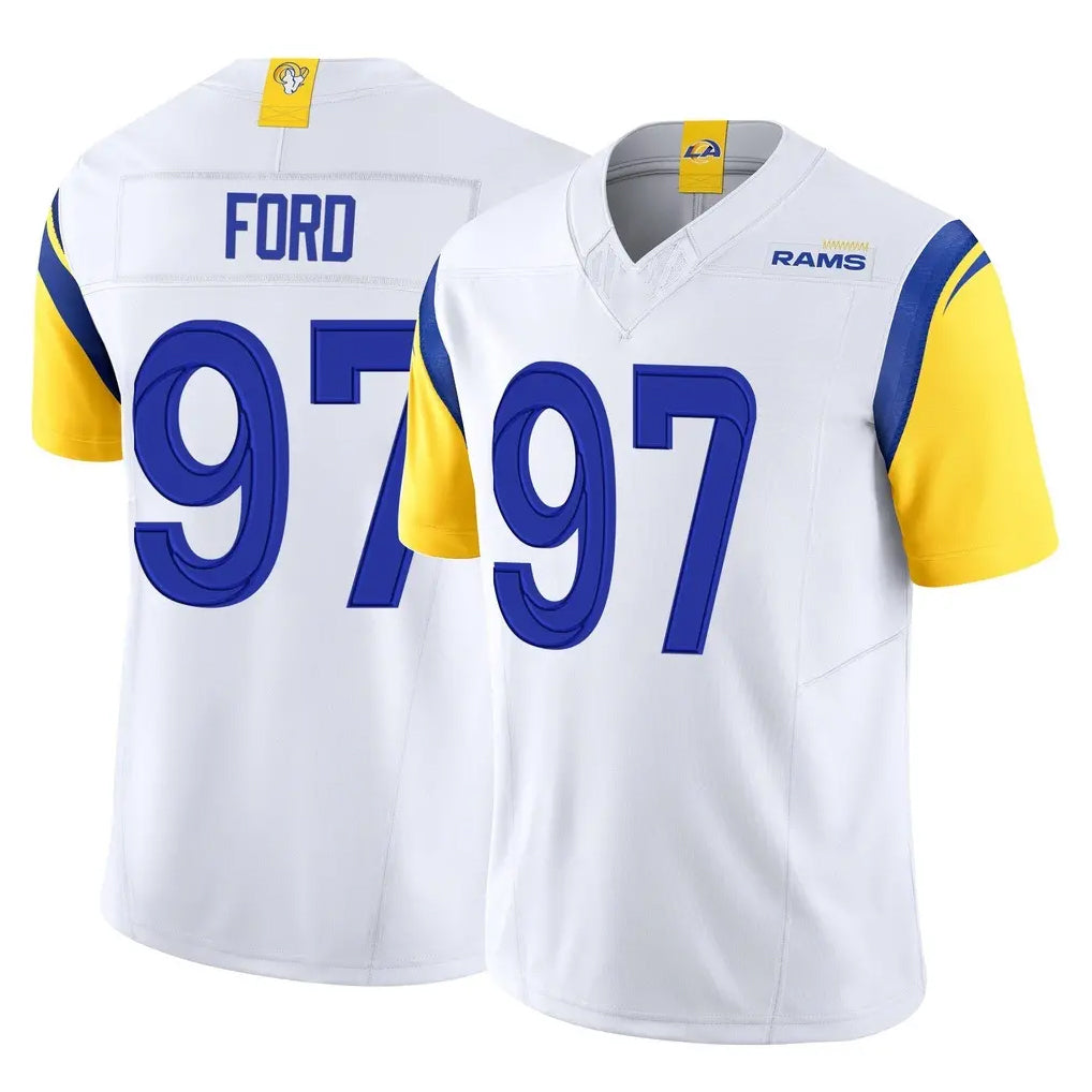 Vanessashop LA.Rams #97 Poona Ford Player White Limited Vapor F.U.S.E. Home Game Stitched Jerseys