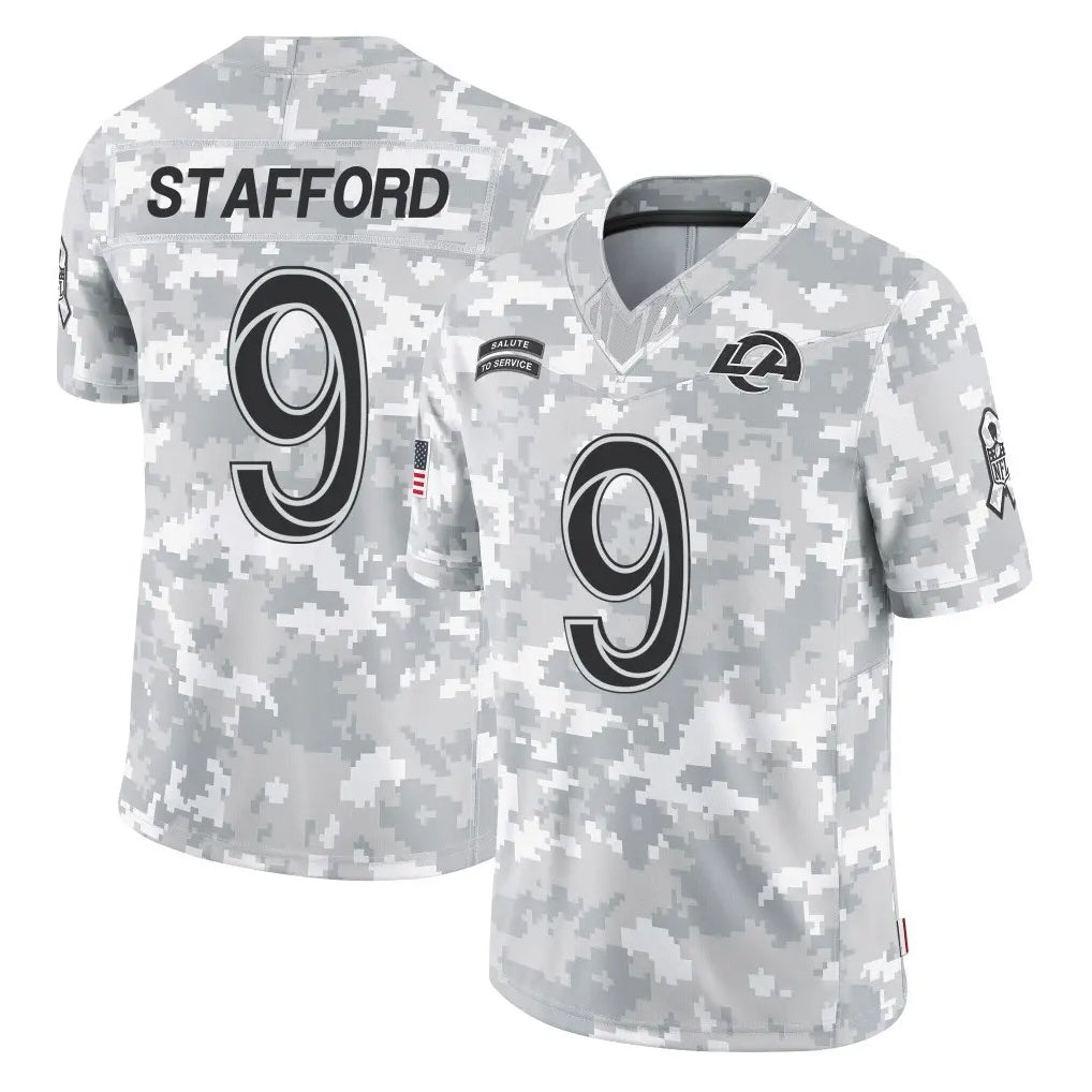 Vanessashop LA.Rams #9 Matthew Stafford Player Arctic Camo Salute To Service Limited Game Stitched Jerseys