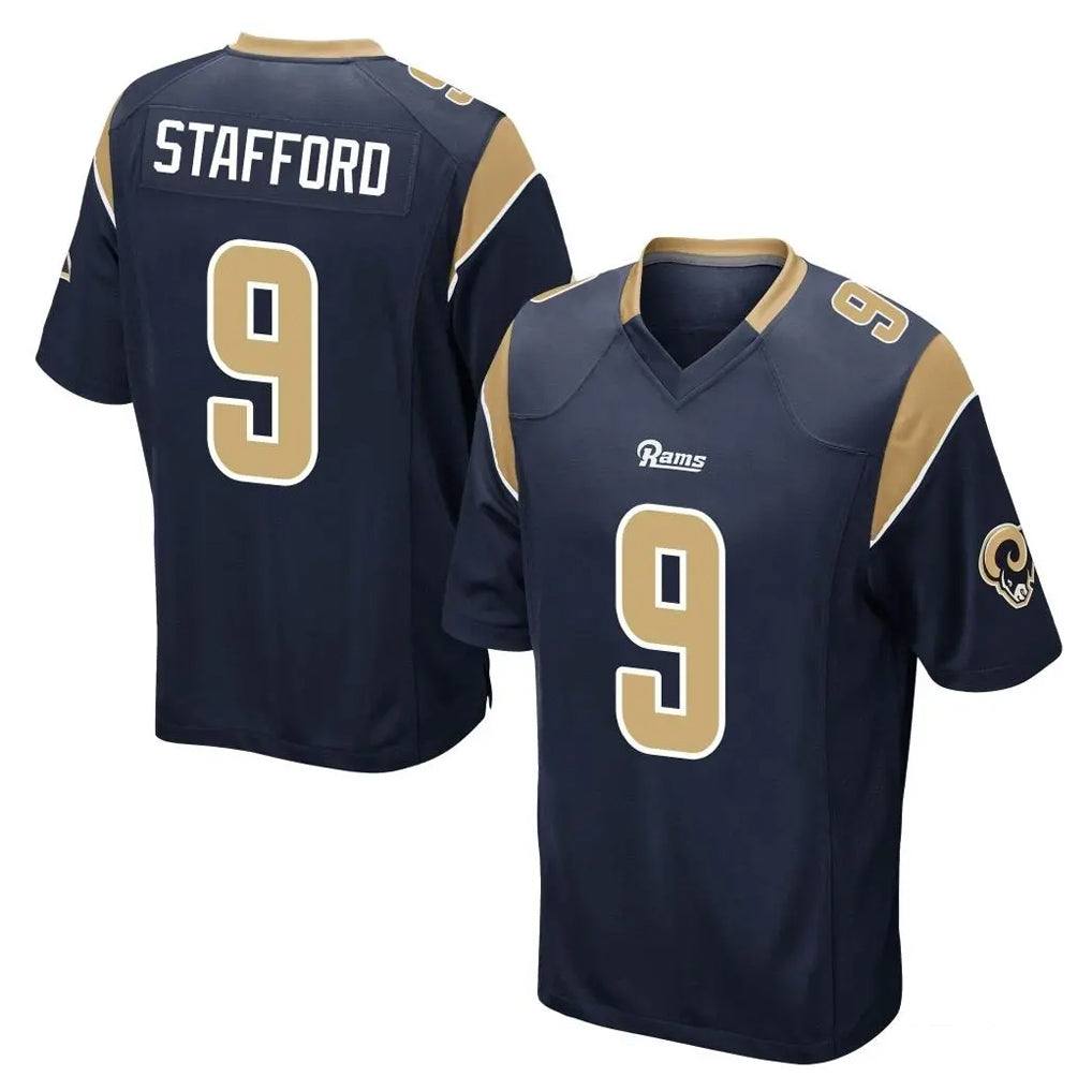 Vanessashop LA.Rams #9 Matthew Stafford Player Navy Home Game Stitched Jerseys