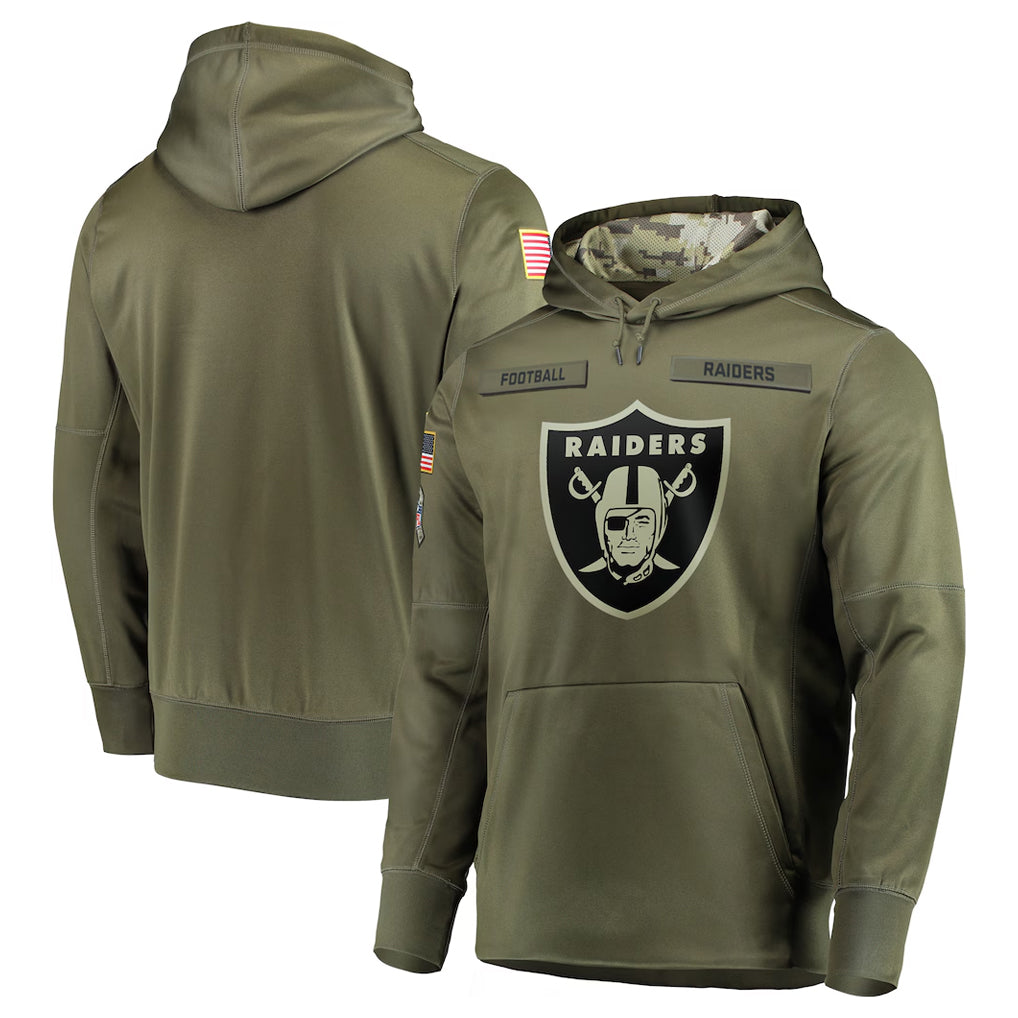 Vanessashop LV.Raiders Olive Salute to Service Pullover Hoodies Home Game Blank Player Stitched Jerseys
