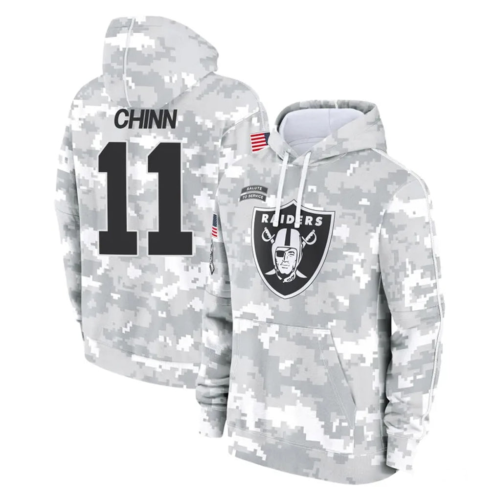 Vanessashop LV.Raiders #11 Jeremy Chinn Player Arctic Camo Salute to Service Hoodies Limited Game Stitched Jerseys