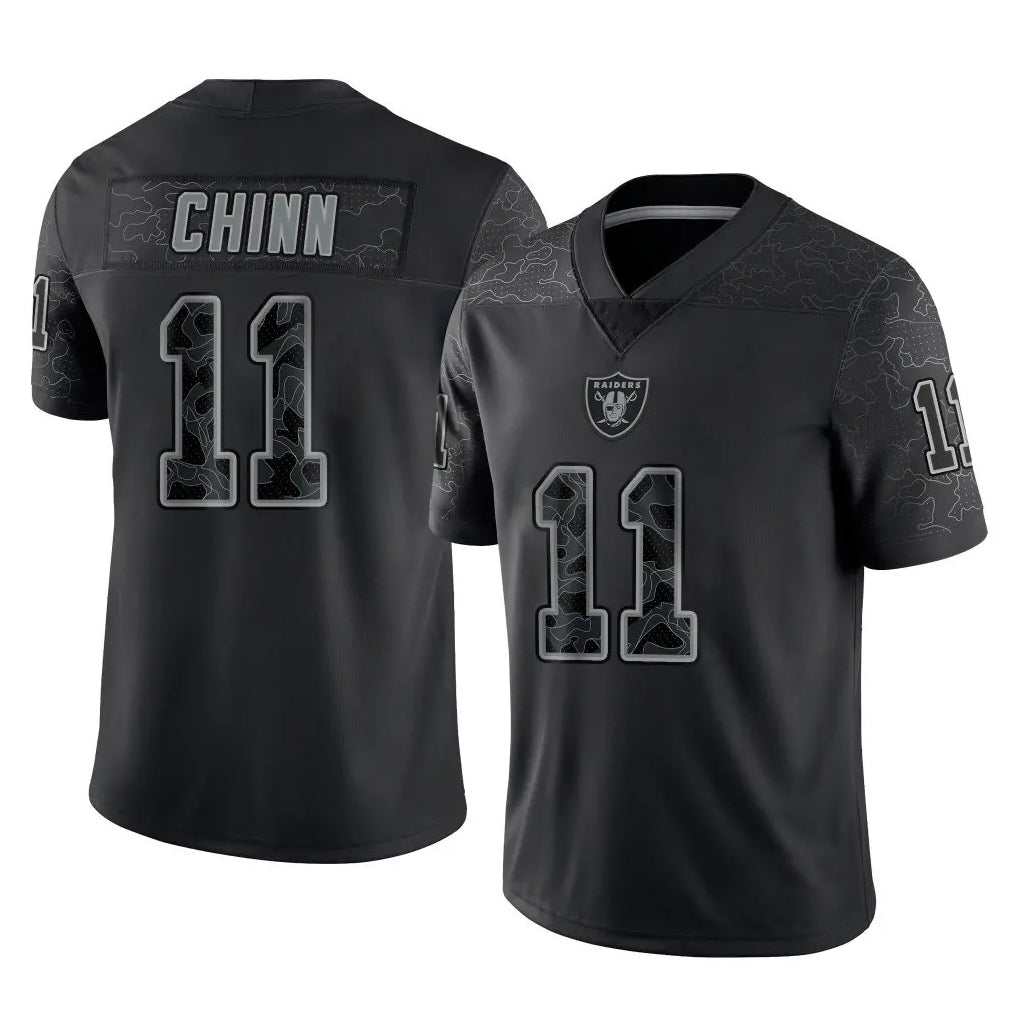 Vanessashop LV.Raiders #11 Jeremy Chinn Player Black Reflective Limited Game Stitched Jerseys