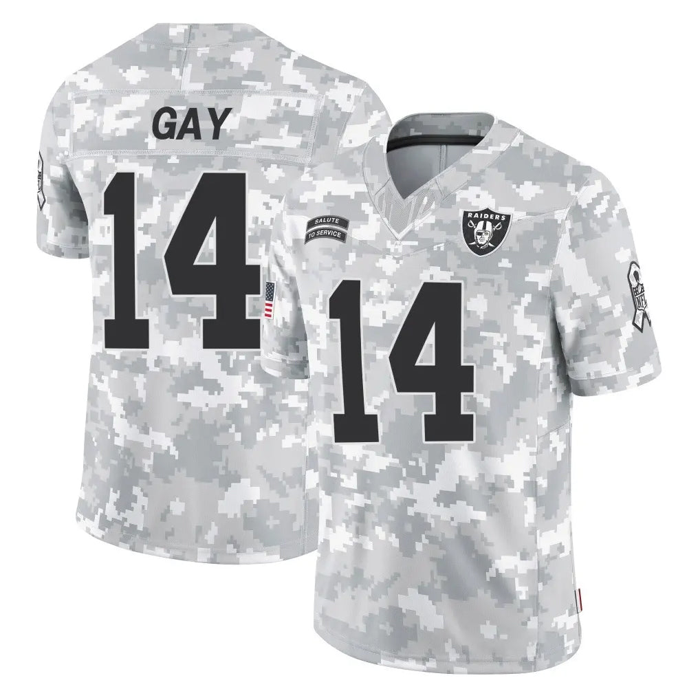 Vanessashop LV.Raiders #14 Matt Gay Player Arctic Camo Salute To Service Limited Game Stitched Jerseys