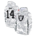 Vanessashop LV.Raiders #14 Matt Gay Player Arctic Camo Salute to Service Hoodies Limited Game Stitched Jerseys