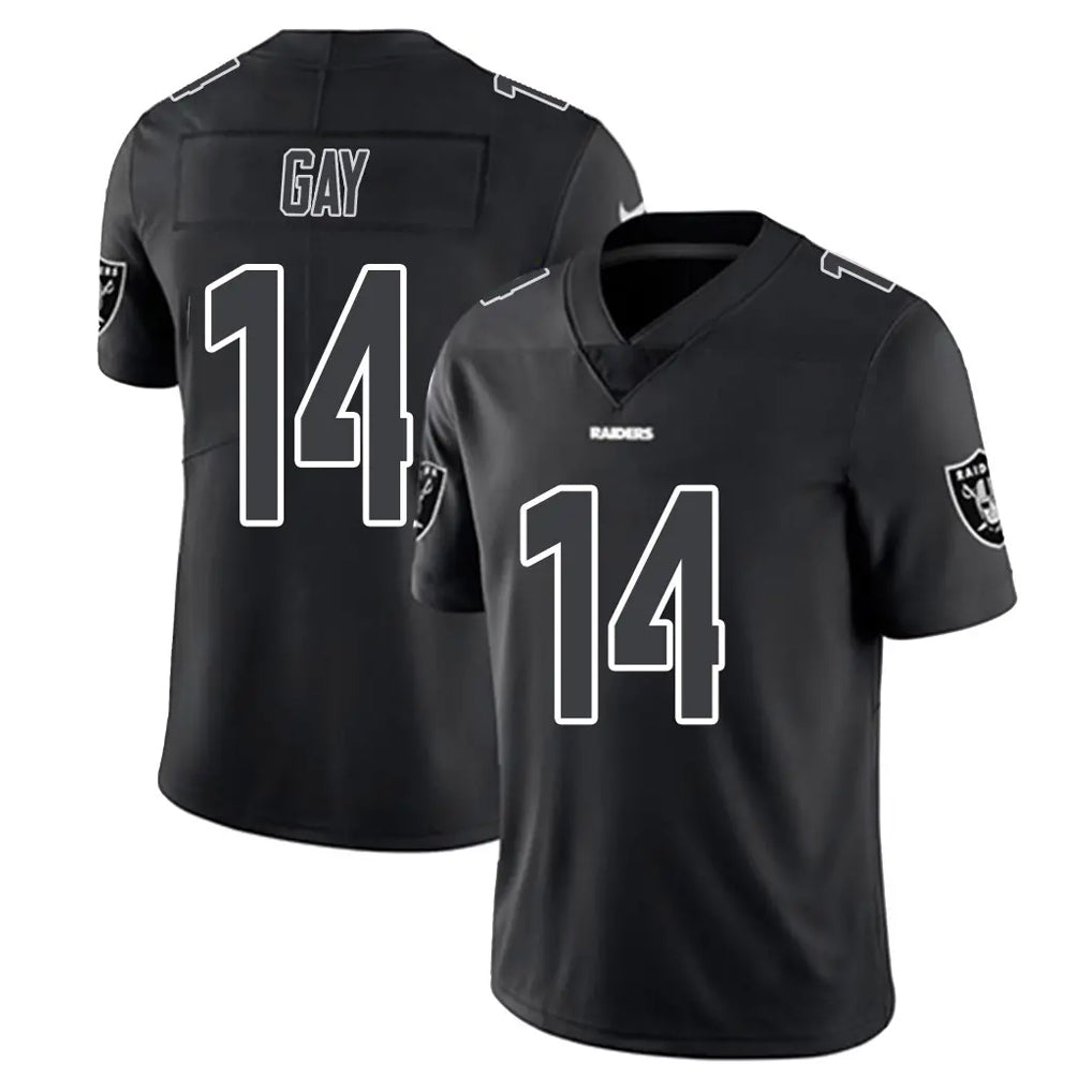 Vanessashop LV.Raiders #14 Matt Gay Player Black Limited Black Impact Home Game Stitched Jerseys