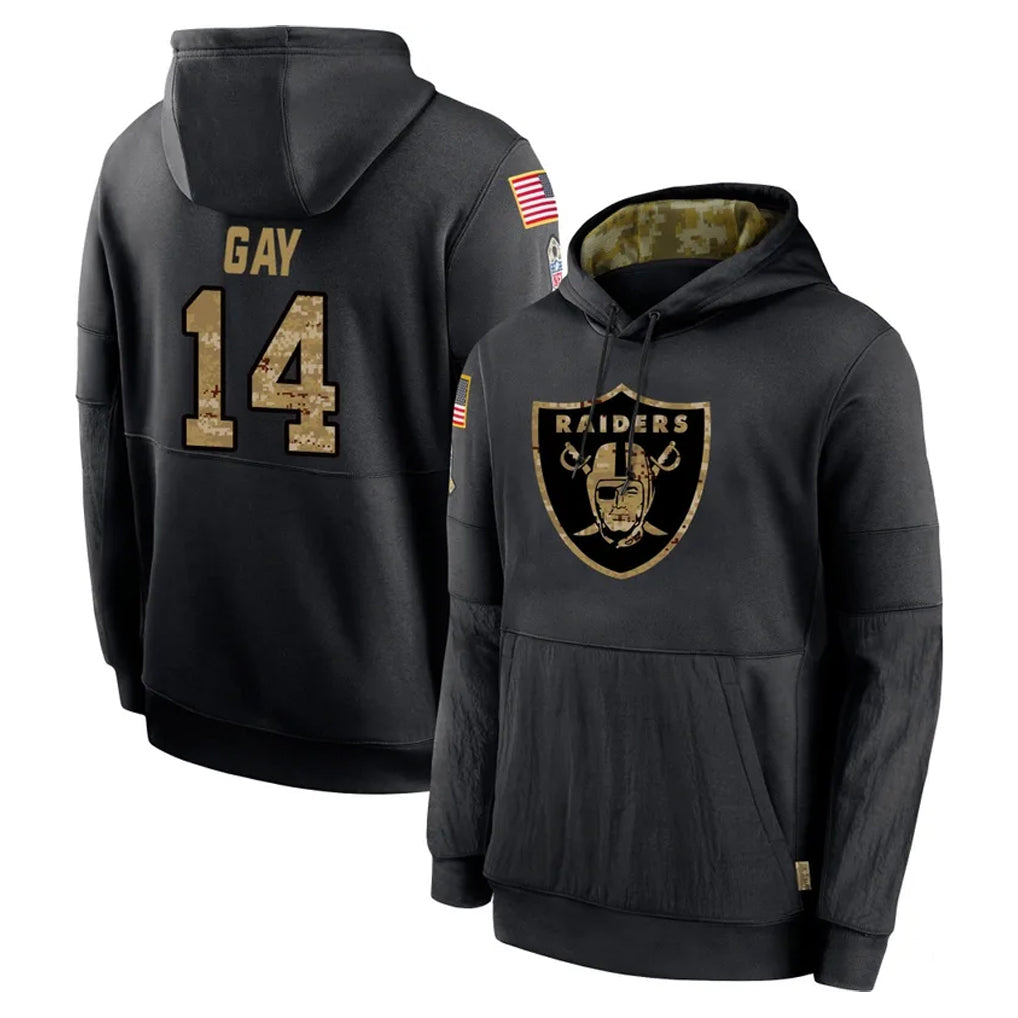 Vanessashop LV.Raiders #14 Matt Gay Player Black Salute to Service Hoodies Limited Game Stitched Jerseys