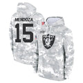 Vanessashop LV.Raiders #15 Fernando Mendoza Player Arctic Camo Salute to Service Hoodies Limited Game Stitched Jerseys