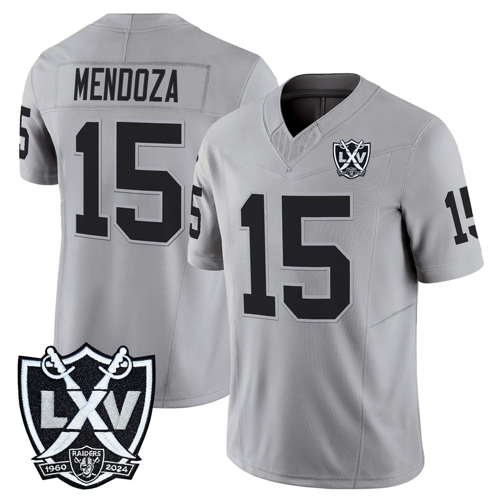 Vanessashop LV.Raiders #15 Fernando Mendoza Player Gray 2026 Vapor Limited Home Game Stitched Jerseys