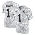 Vanessashop LV.Raiders #1 Tre Tucker Player Arctic Camo Salute To Service Limited Game Stitched Jerseys