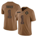 Vanessashop LV.Raiders #1 Tre Tucker Player Brown Salute To Service Limited Stitched Jerseys